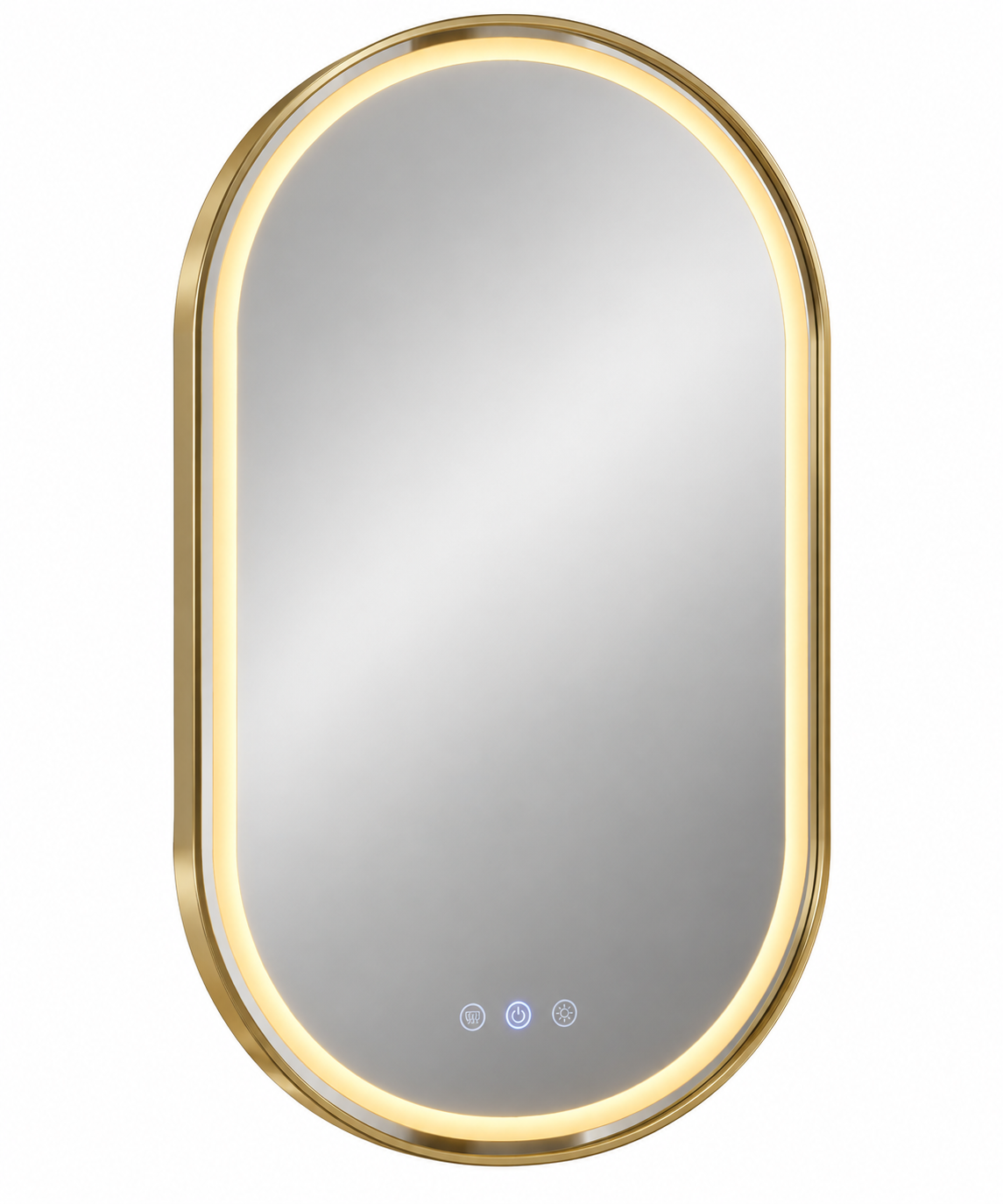 Oval LED Mirror — Brushed Gold Frame