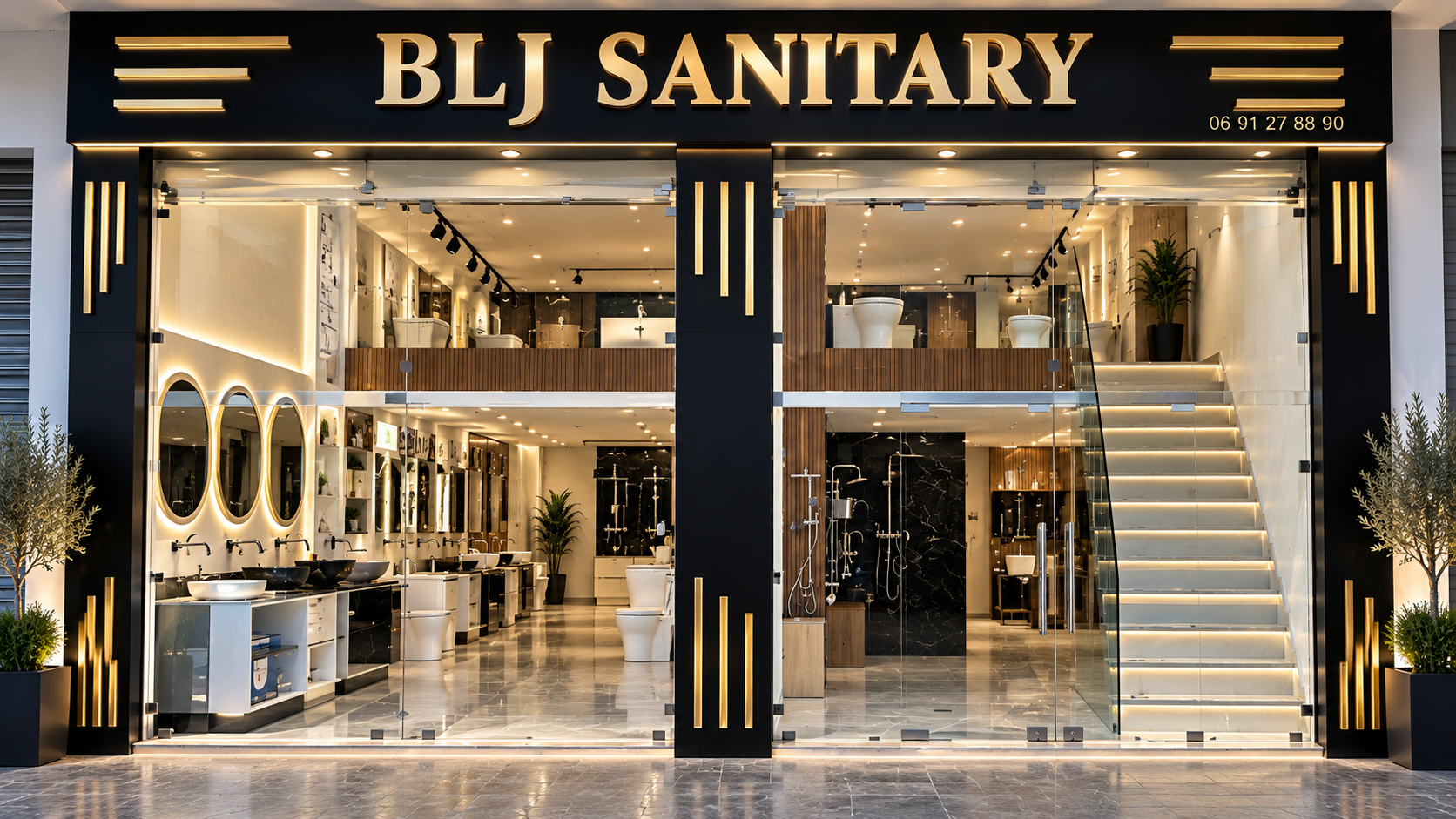 BLJ Sanitary showroom storefront in Fes