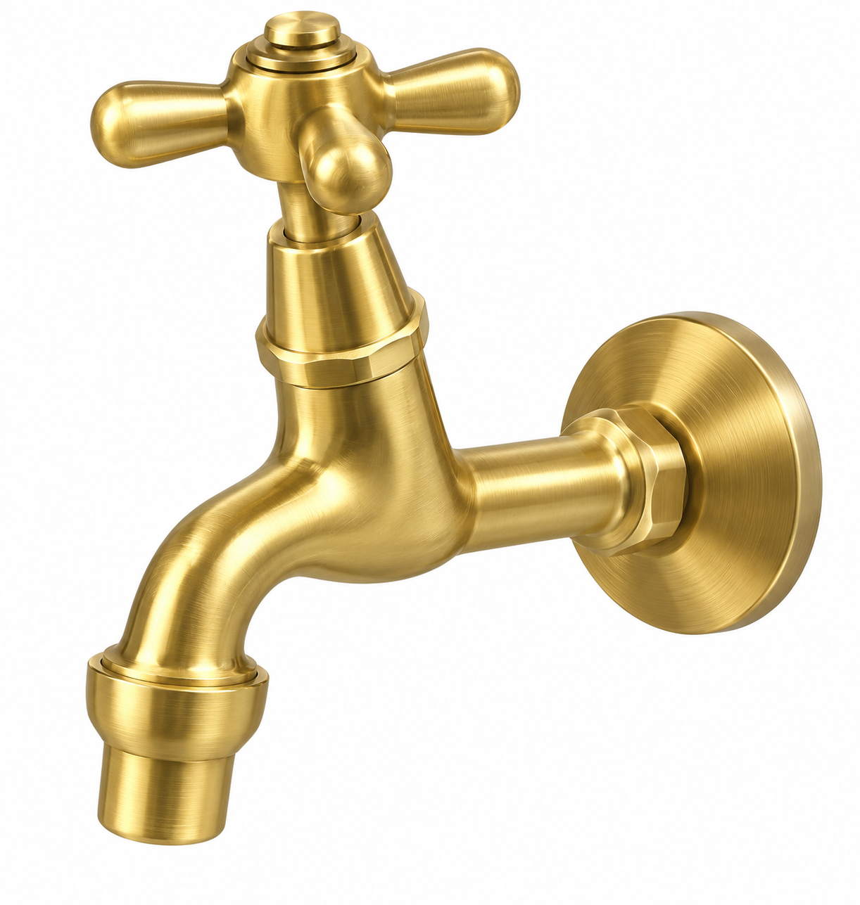 Brushed Gold Wall-Mount Bib Tap